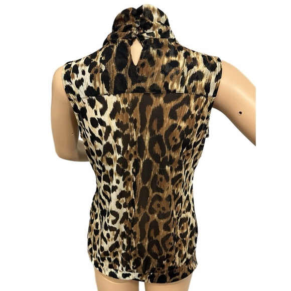 The Limited Top Semi-Sheer Chic Statement Blouse Animal Print Sleeveless Sz M - Picture 5 of 11